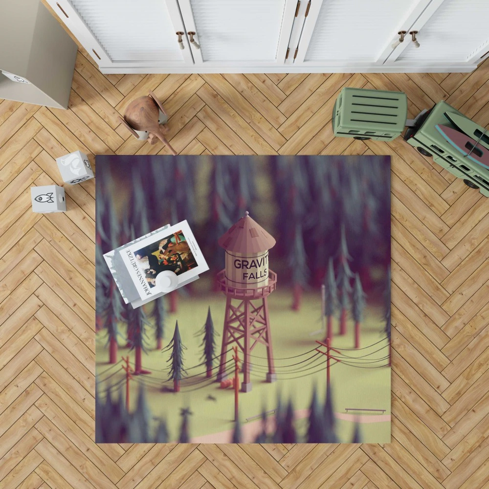 Low-Poly Gravity Falls: Pixelated Adventures Floor Rugs