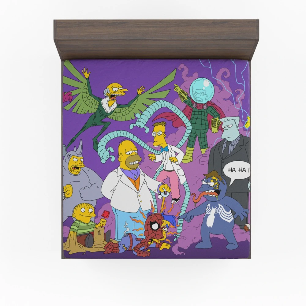 Simpsons Rich Tapestry: Iconic Characters Explored Fitted Sheet